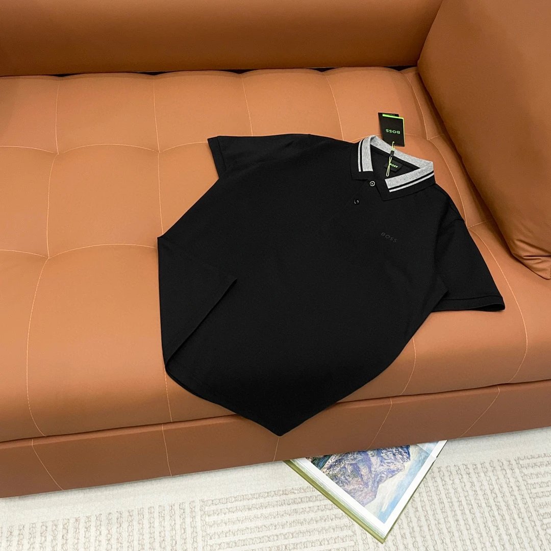 Hugo Boss Tipped Collar Polo Black Grey