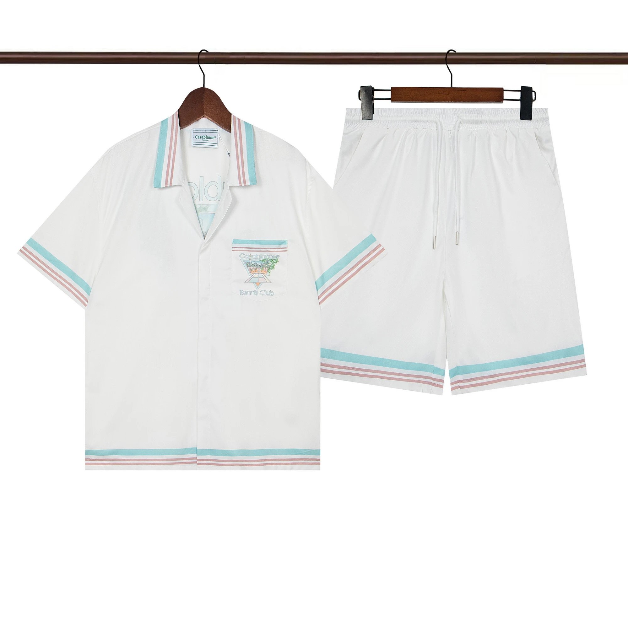 Casablanca's Tennis Club Icon Pastelle Cuban Collar Short-Sleeve Shirt