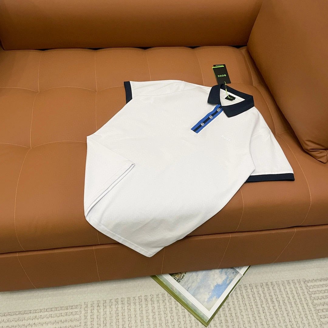 Hugo Boss Paddy Pro Polo White Navy Blue Collar