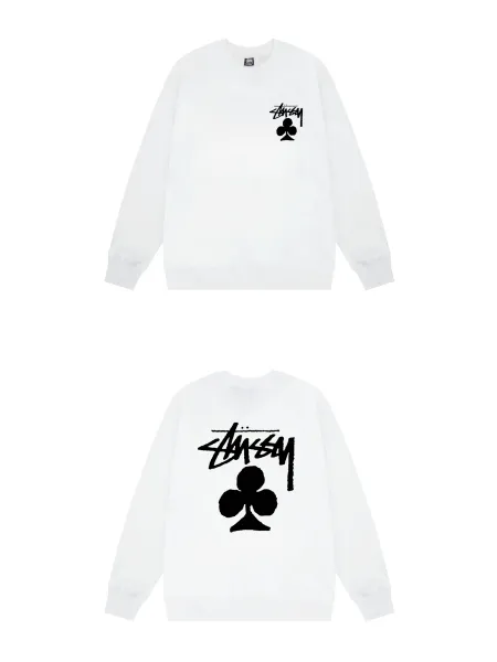 Stussy Club Logo Crewneck White Hoodie - 1