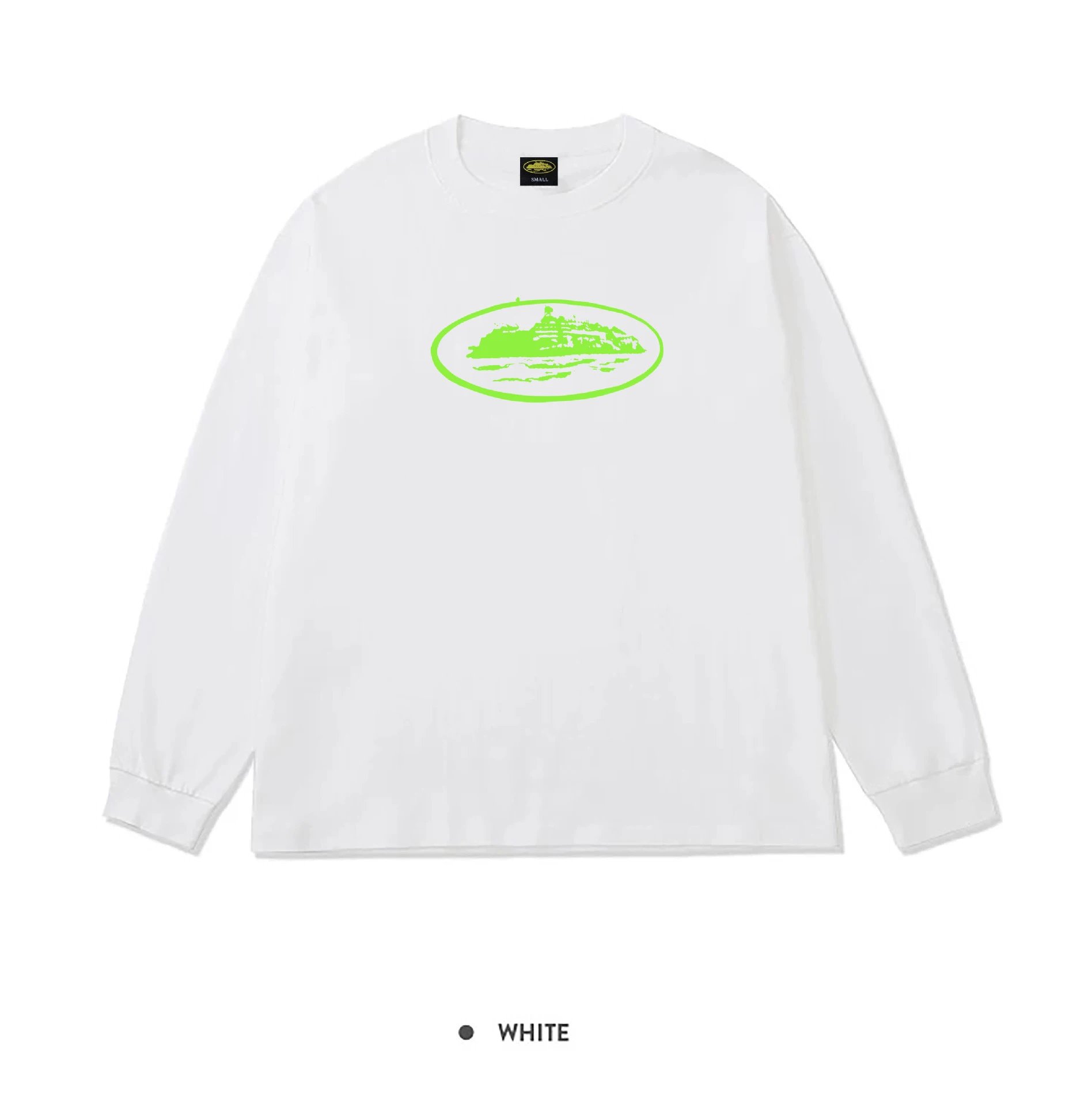 Corteiz Alcatraz Island Long Sleeve Tee White Neon Green