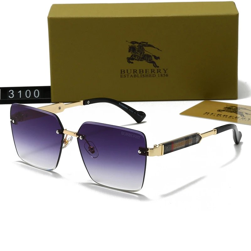 Burberry BE3100 Rimless Square Sunglasses Gradient Purple
