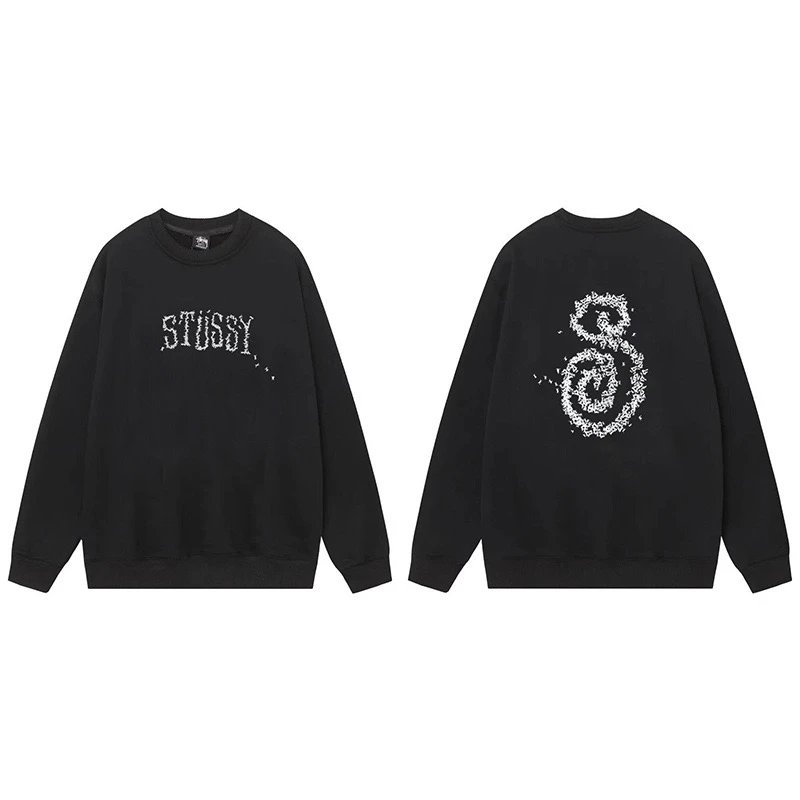 Stussy Floral Logo Crewneck Sweatshirt Black
