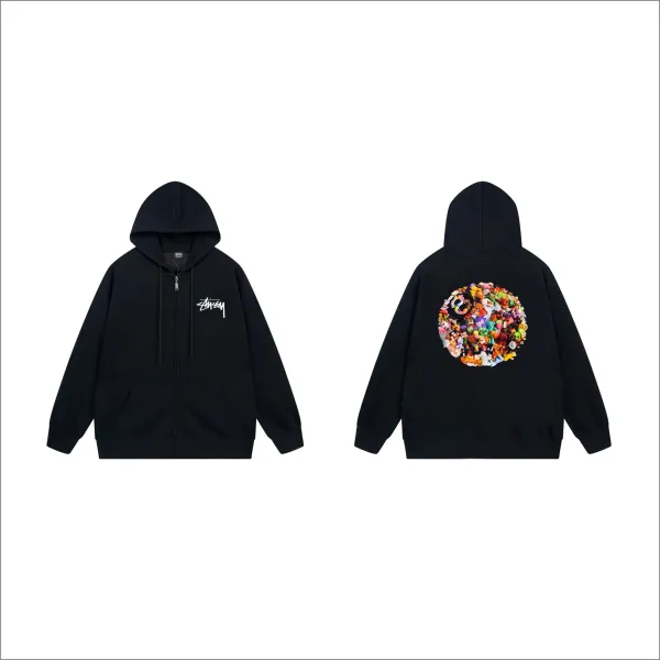 Stussy Toy Collage Zip-Up Hoodie Black - 1