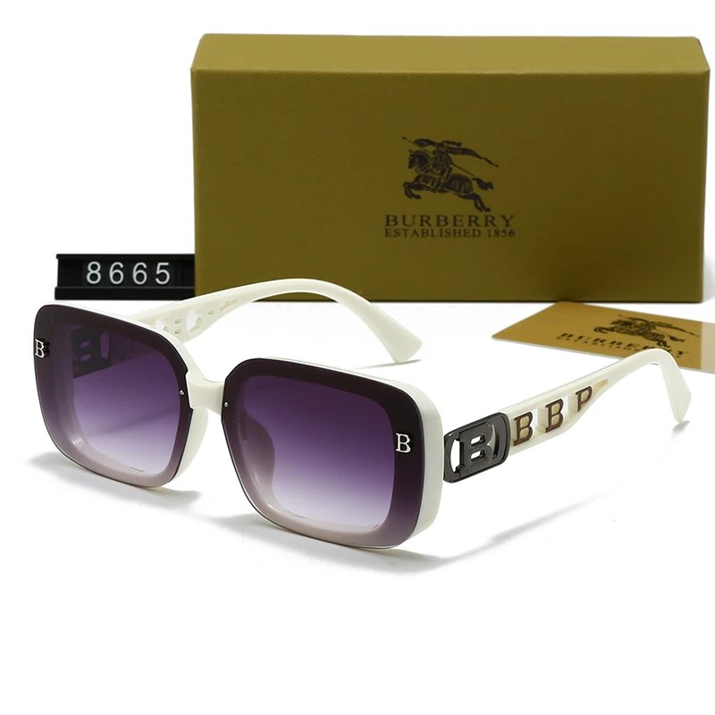 Burberry BE5109 Square Sunglasses White Frame Purple Pink Gradient Lens