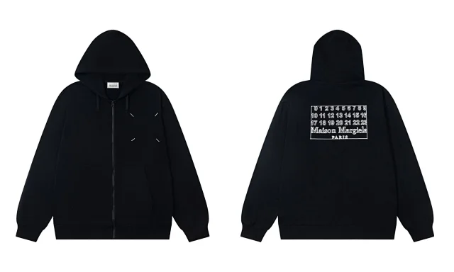 Maison Margiela Hoodies & Sweatshirts Numeric Logo Zip-Up Hoodie product detail image 10