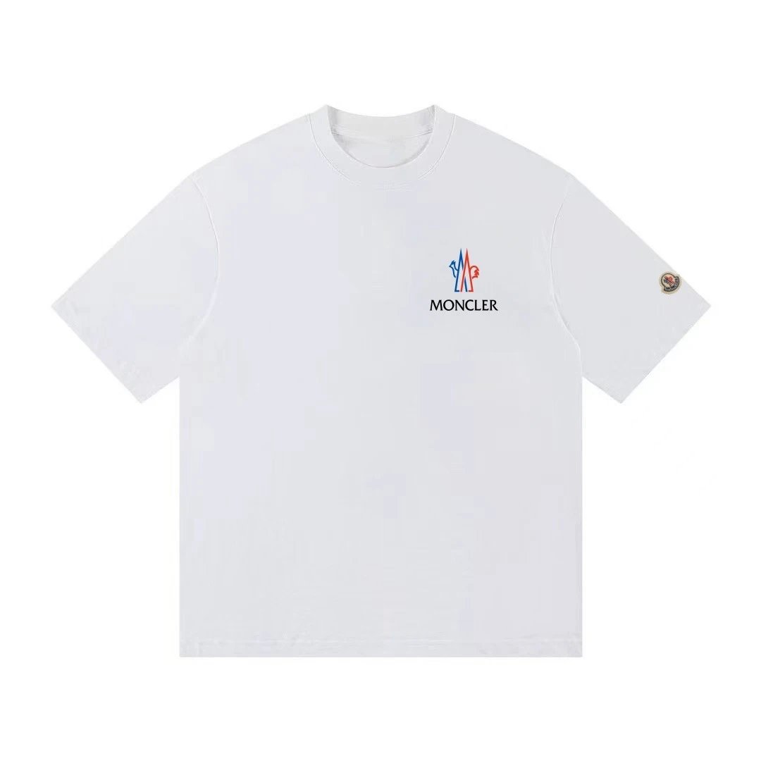 Moncler Tricolor Mountain Logo Tee White