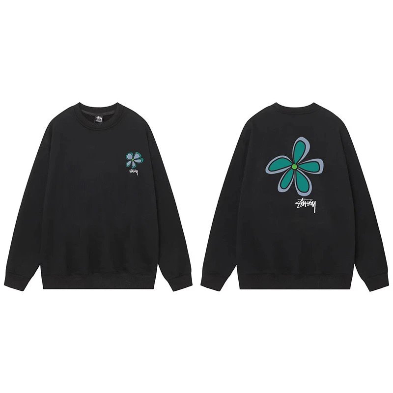 Stussy Flower Crewneck Sweatshirt Black