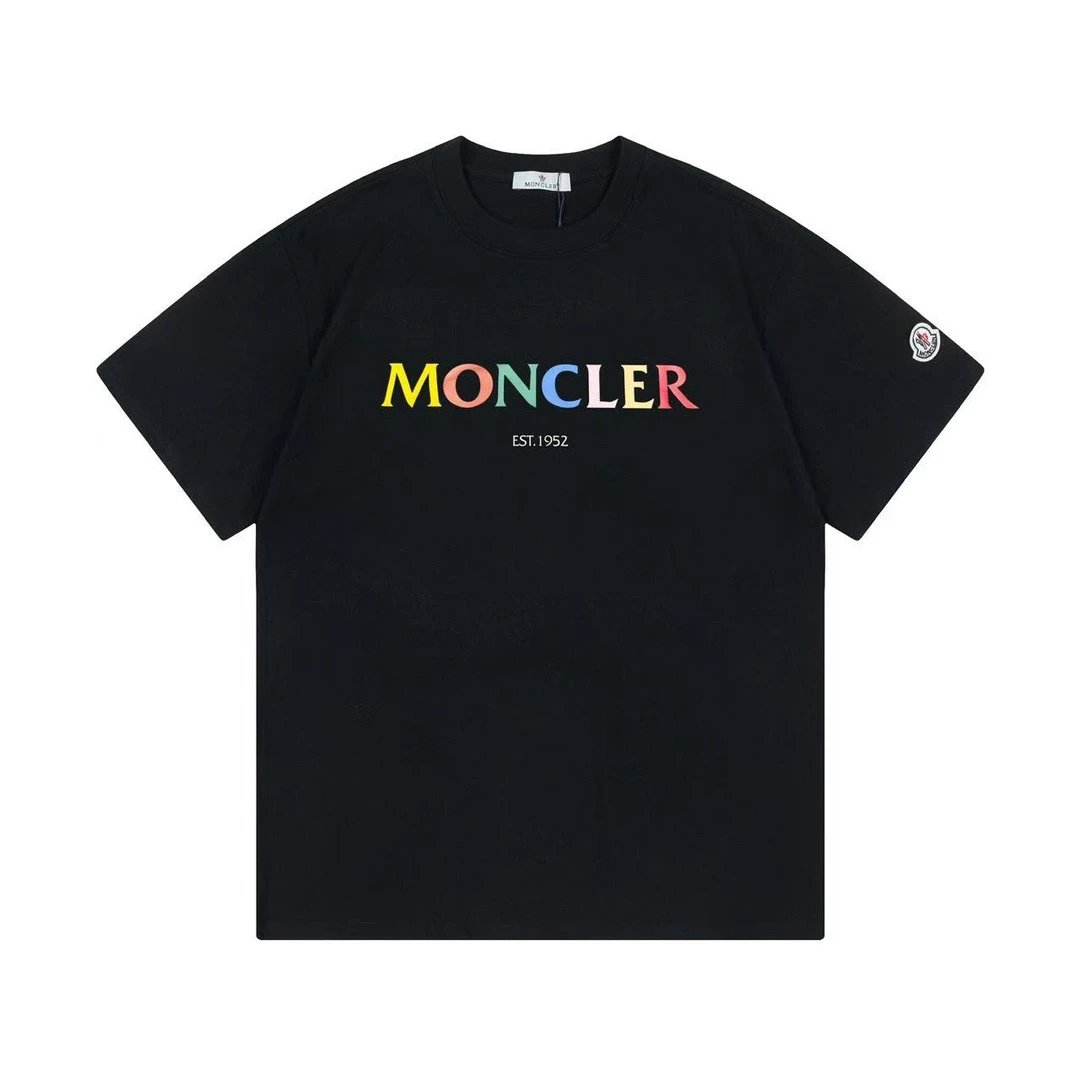 Moncler Est 1952 Multicolor Logo Tee Black