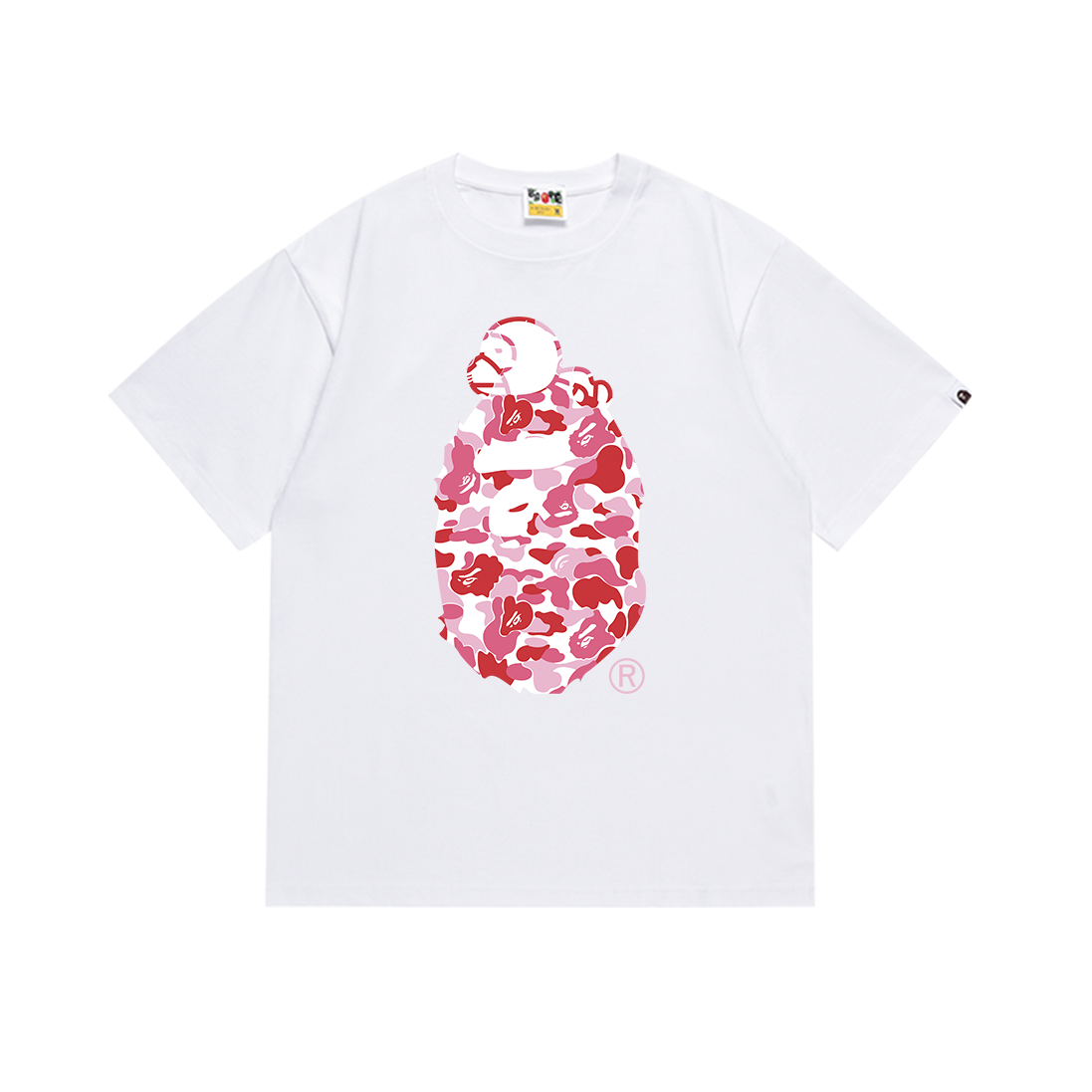 BAPE Pink Camo Ape Head Milo Tee White