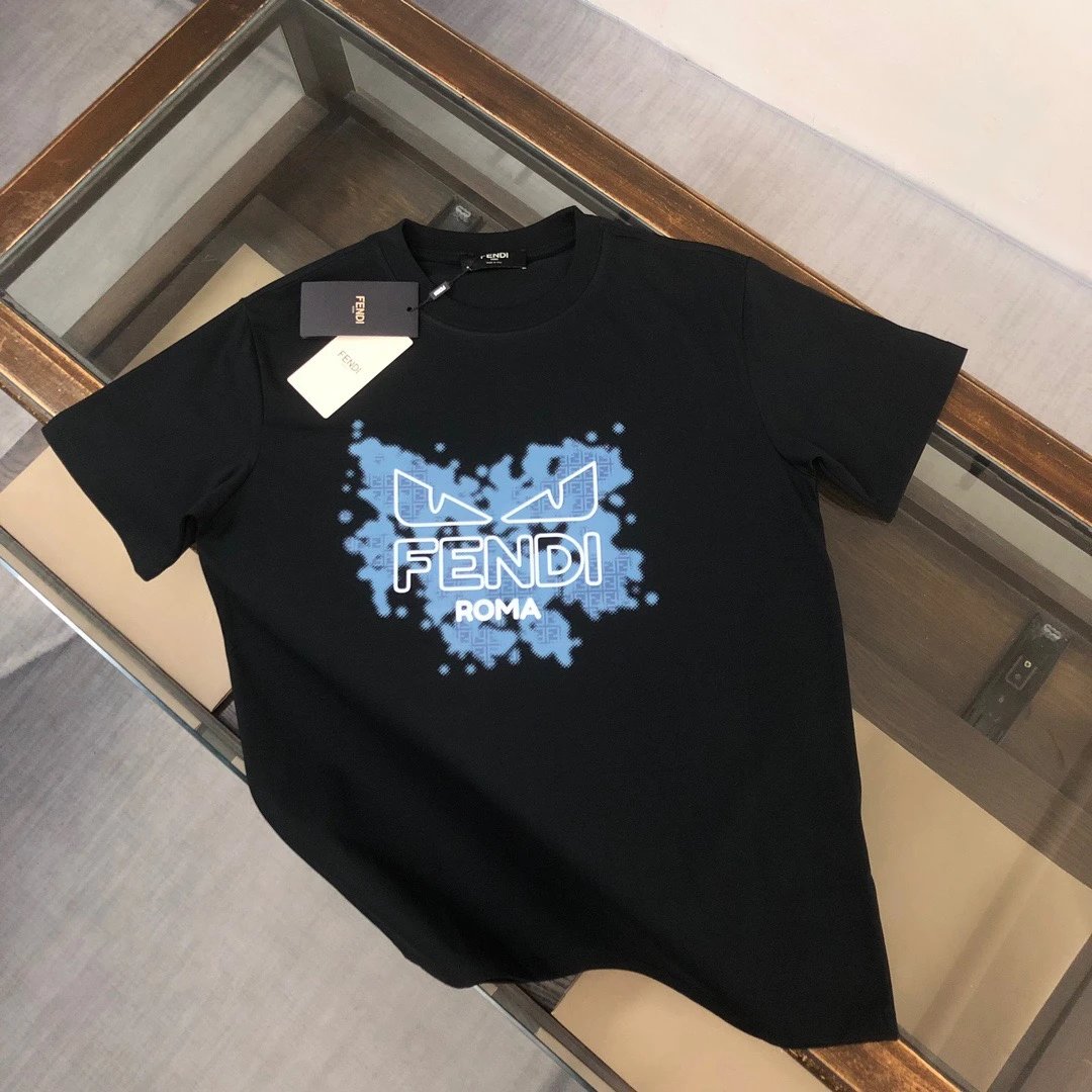 Fendi Monster Eyes Roma Pixel Splatter Tee Black