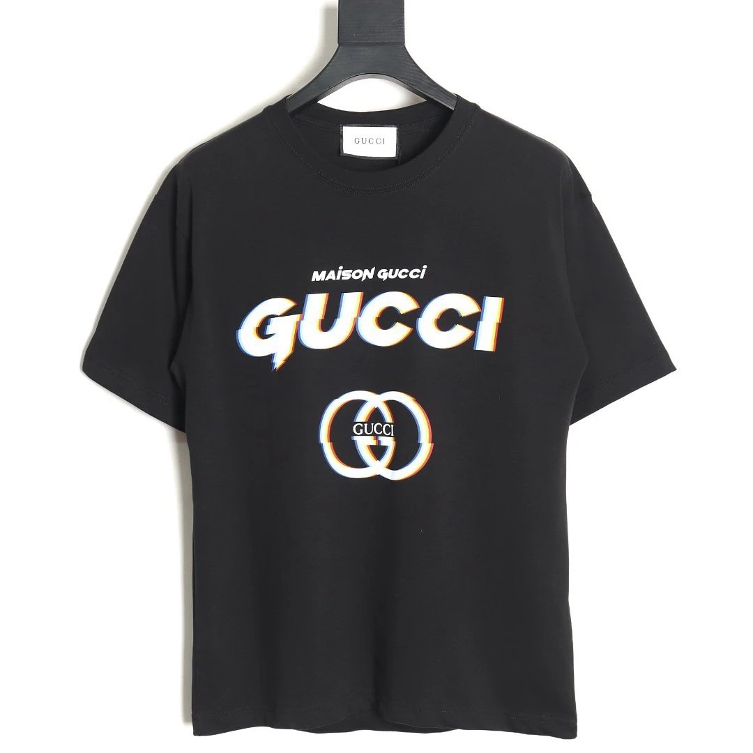 Gucci Maison Glitch GG Logo Tee Black