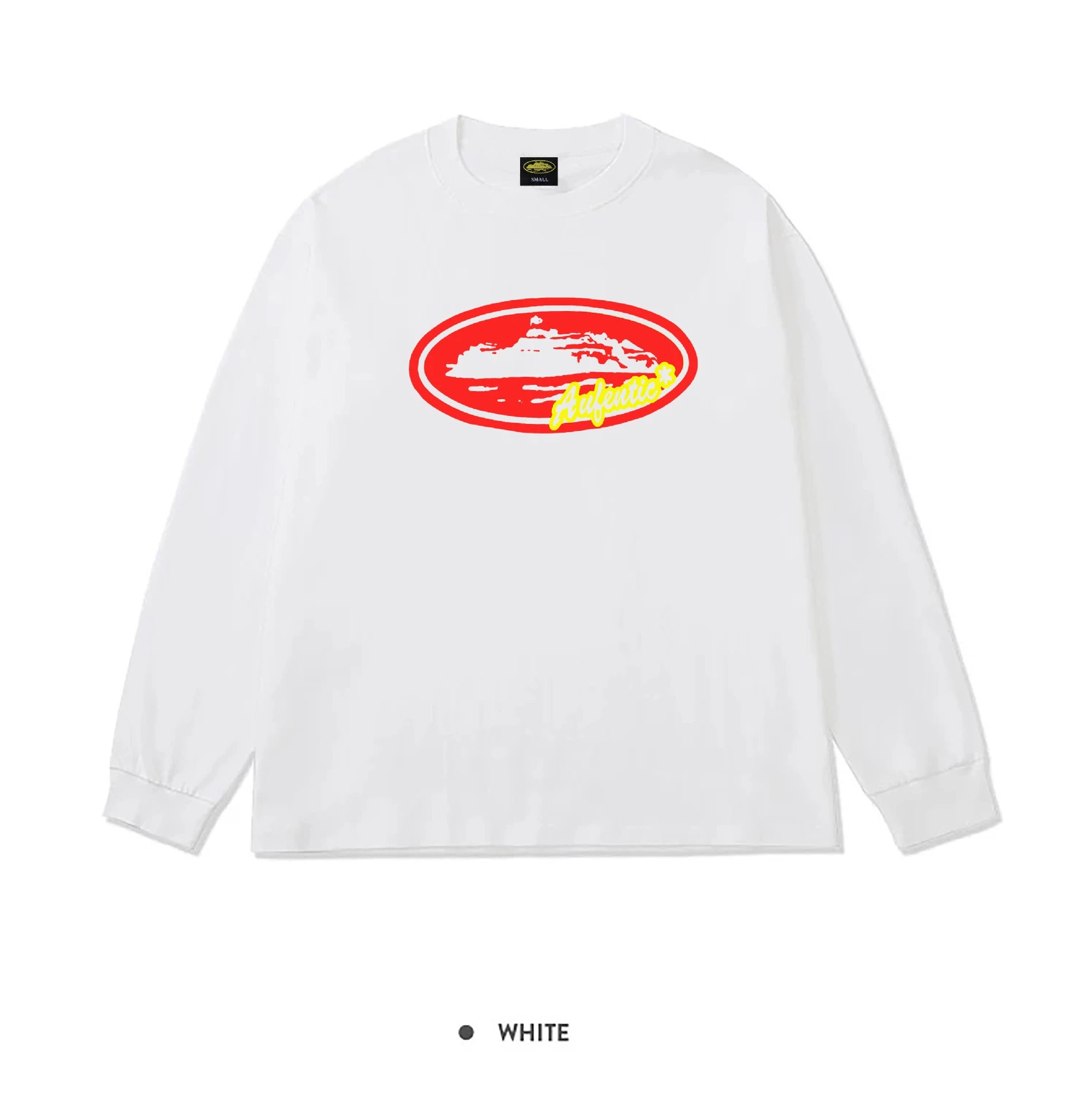 Corteiz Aufentic Red Oval Long Sleeve White