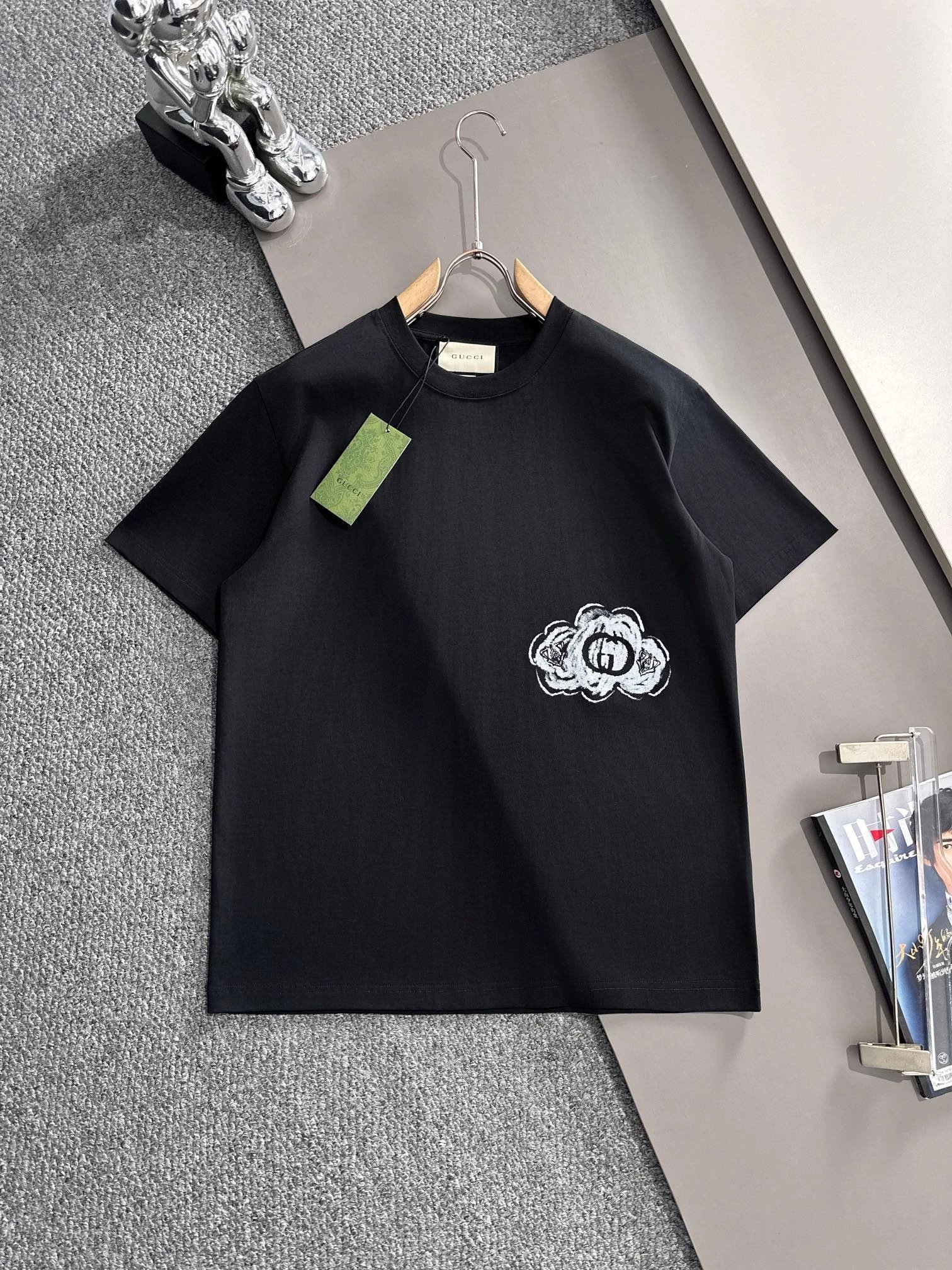 Gucci GG Cloud Embroidery Tee Black