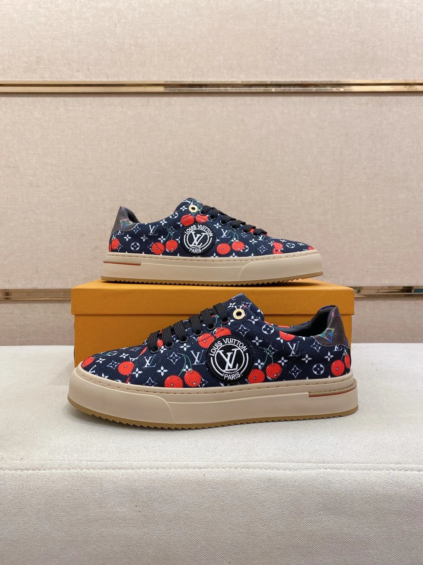 Louis Vuitton Time Out Sneaker Cherry Monogram Navy