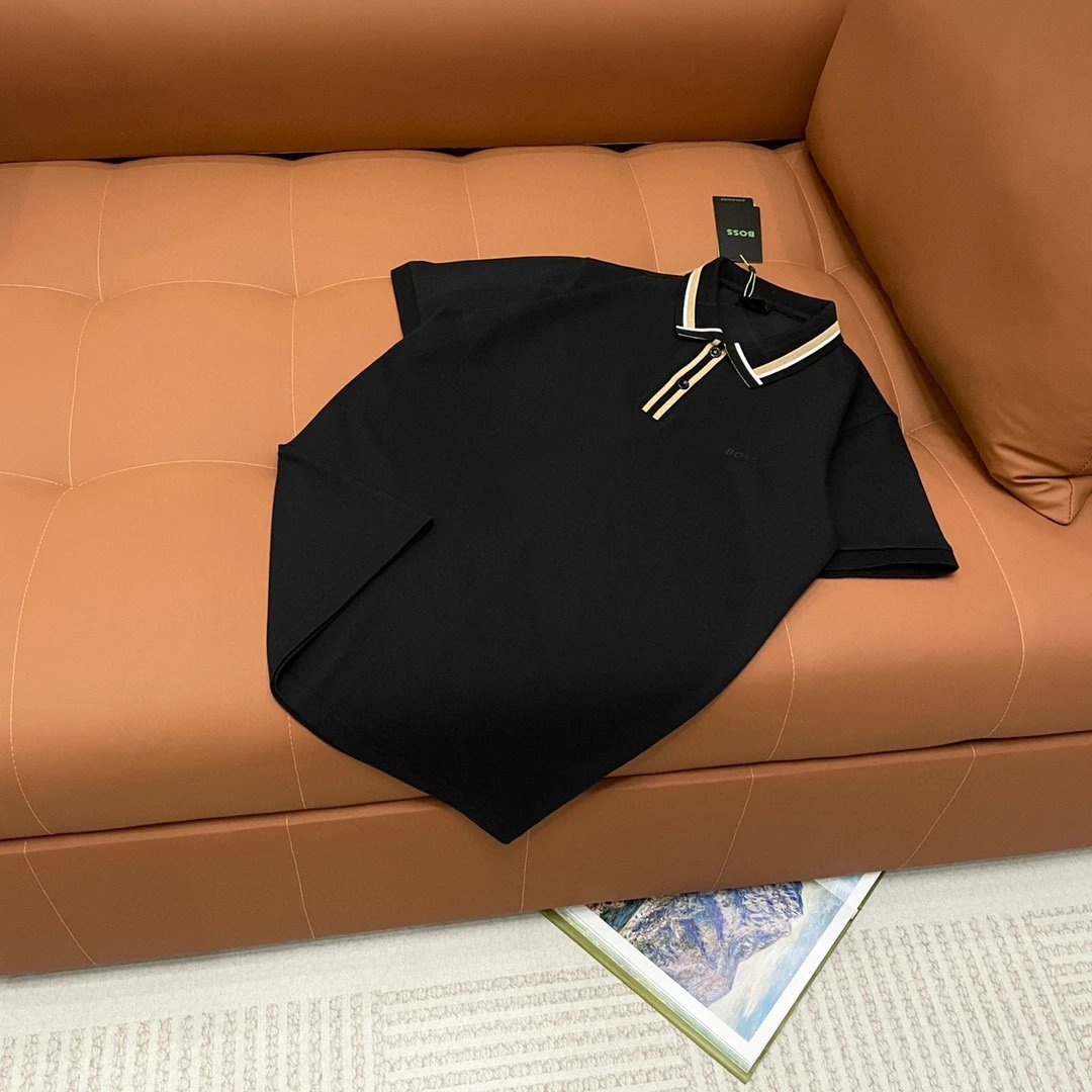 Hugo Boss Tipped Collar Polo Black Cream