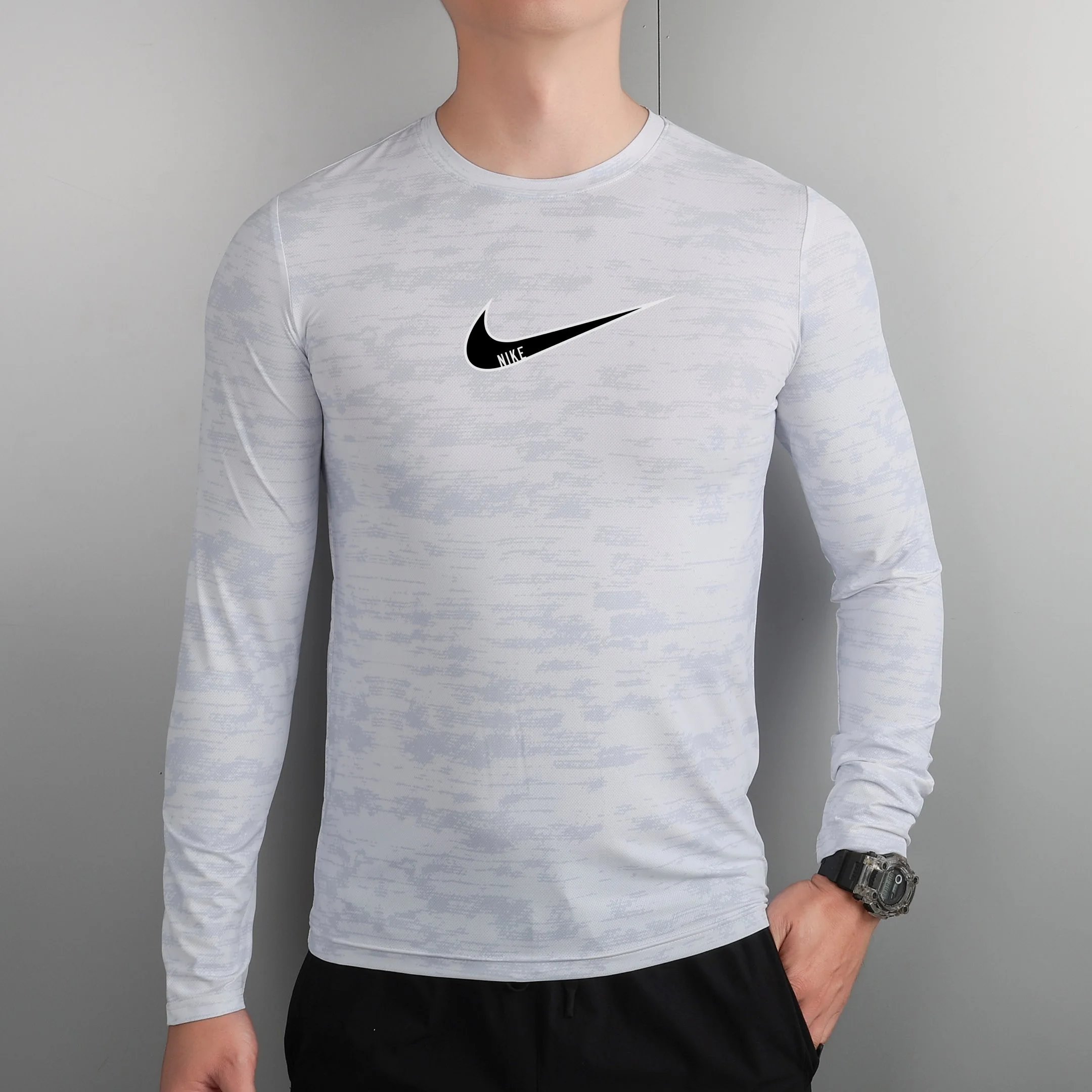 Nike Long Sleeve Top Light Grey