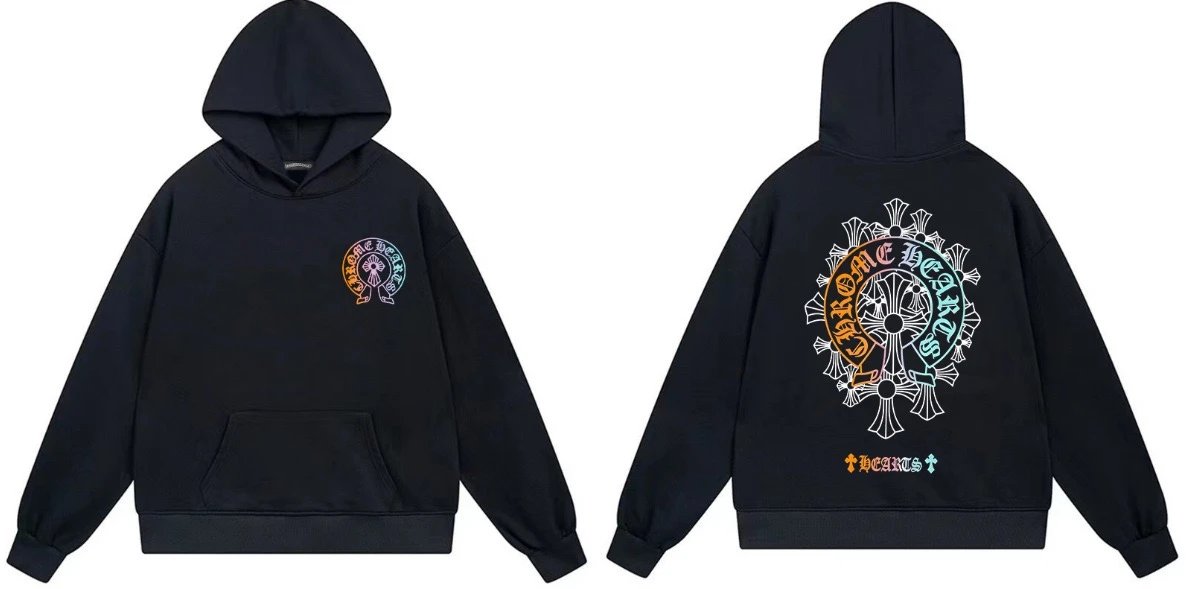 Chrome Hearts Rainbow Cross Hoodie White - 12