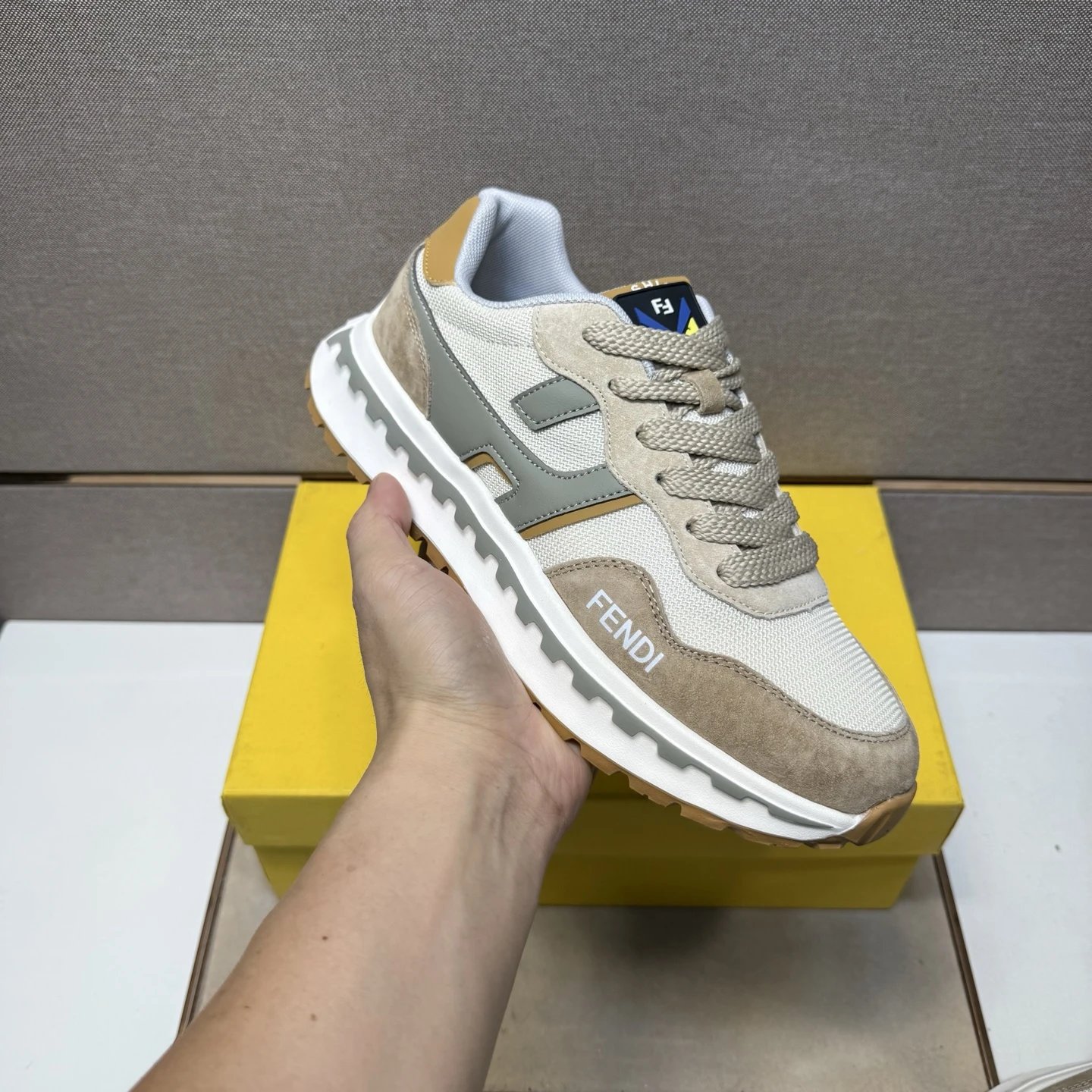 Fendi Runner Suede Sneaker Beige Tan