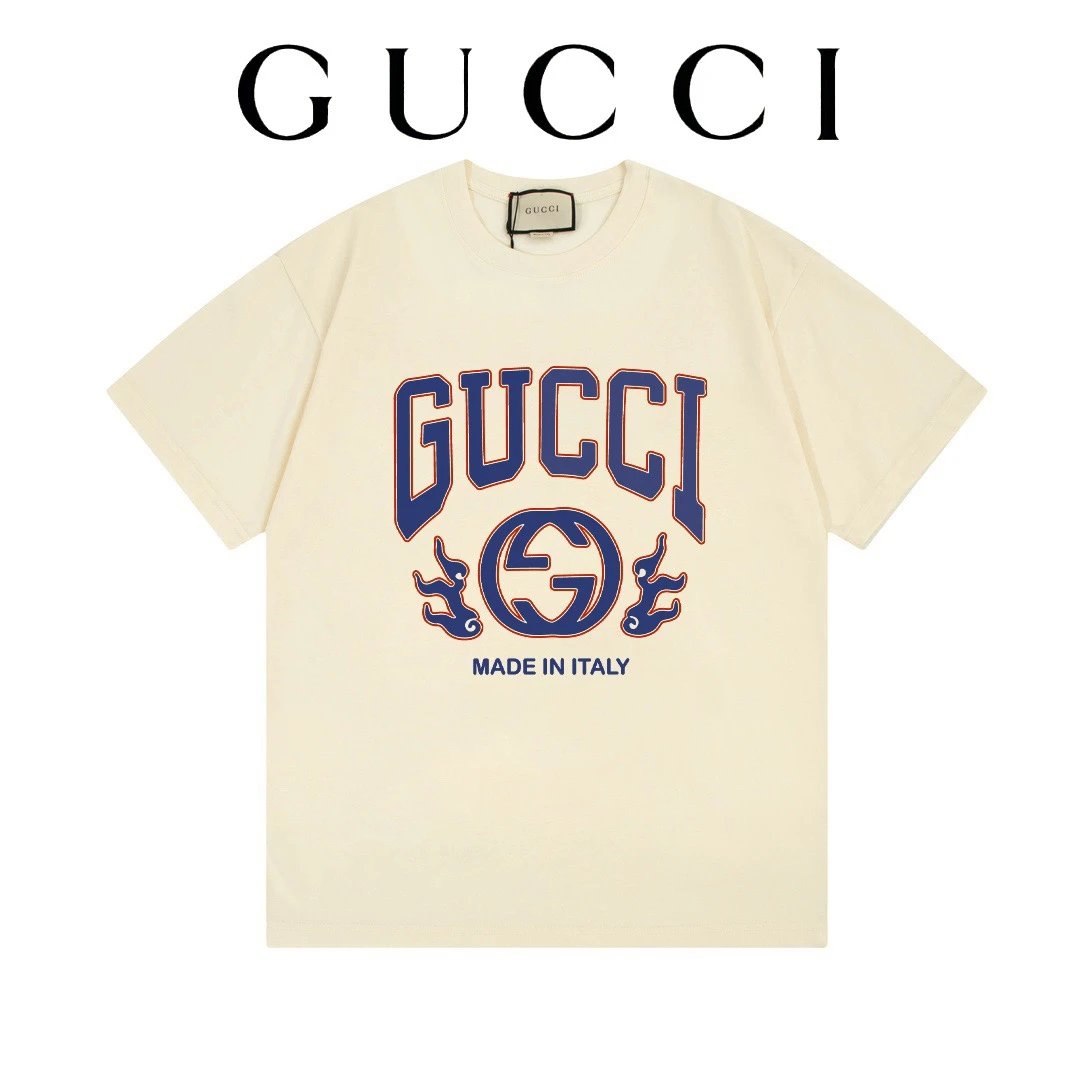 Gucci Rainbow Retro GG Mirrored Logo T-Shirt Ivory