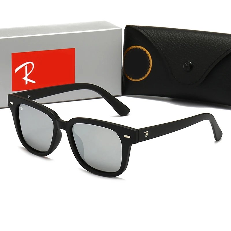 Burberry BE6102 Oversized Square Sunglasses Black Plaid Temple Frame Purple Gradient Lens
