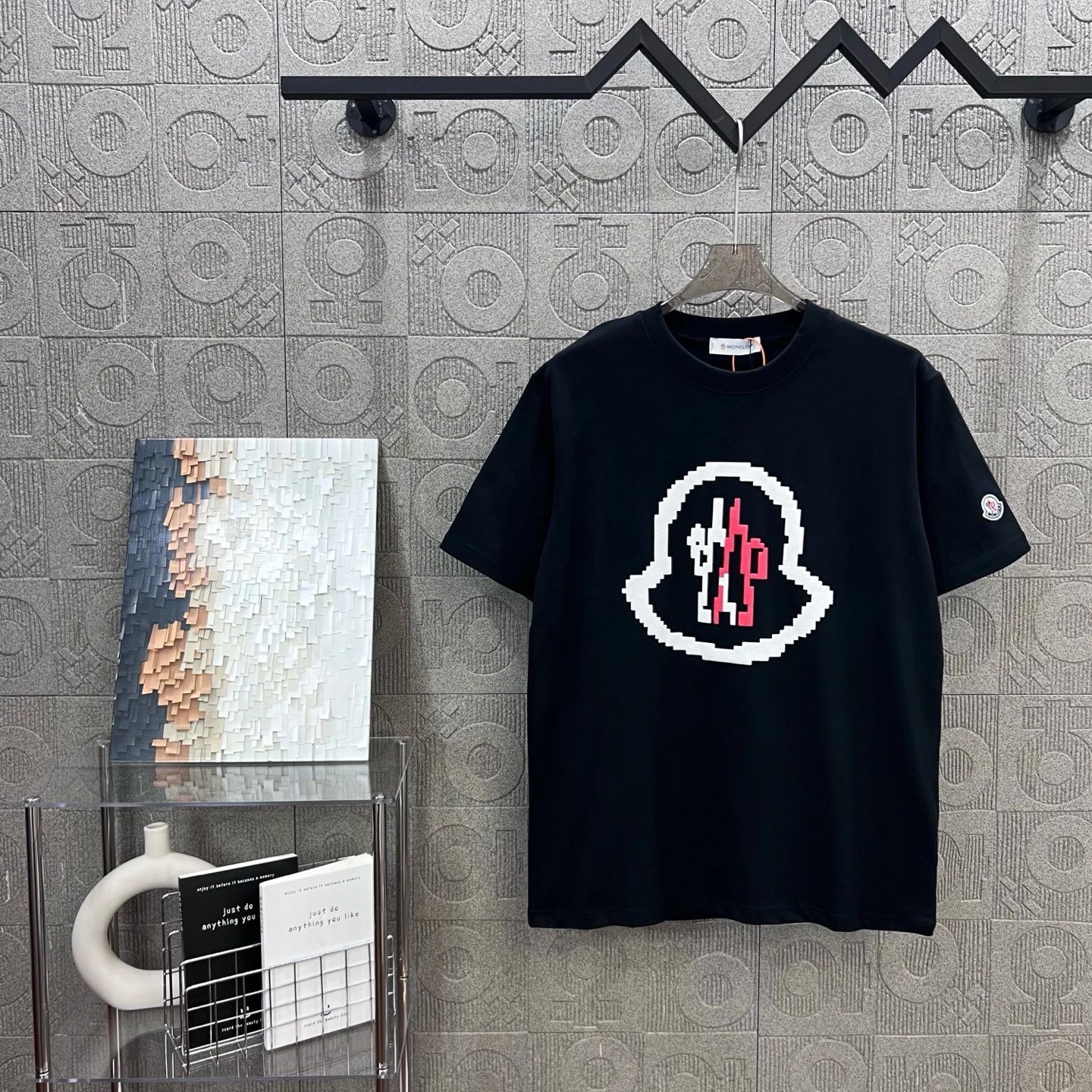 Moncler Pixel Badge Logo Tee Black