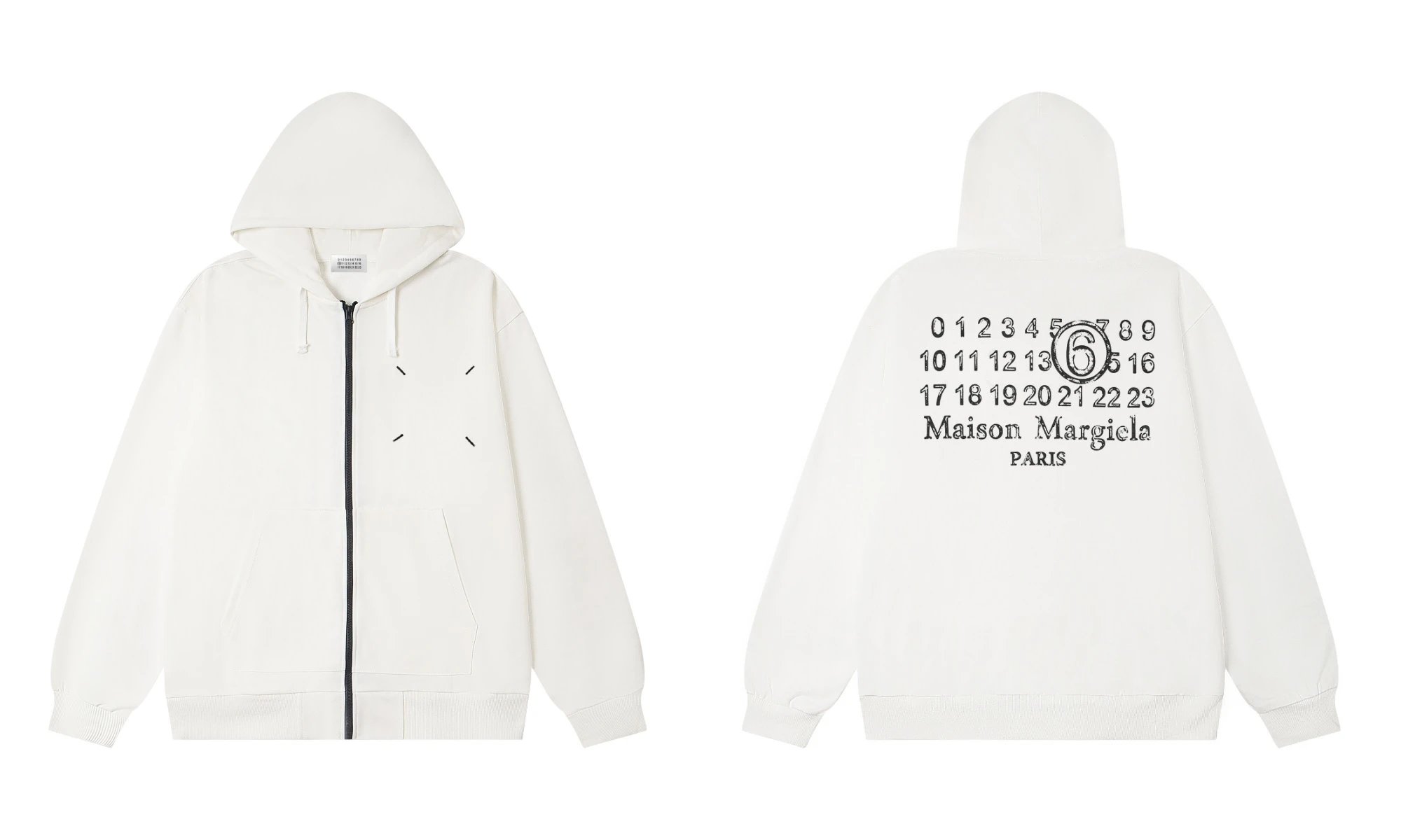 Maison Margiela Tabi Stitch Zip-Up Hoodie White - 3