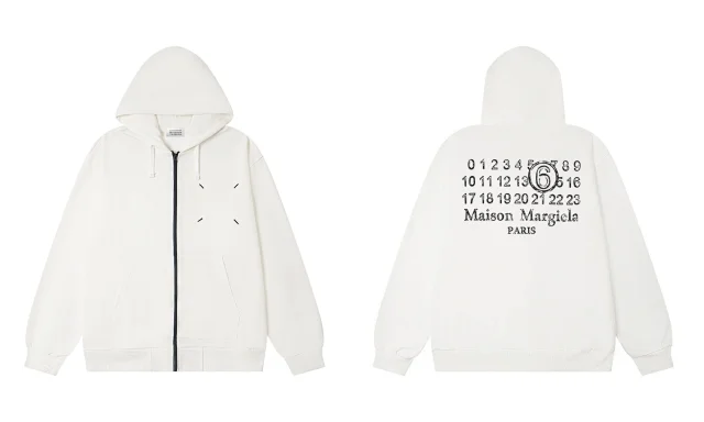 Maison Margiela Hoodies & Sweatshirts Numeric Logo Zip-Up Hoodie product detail image 2
