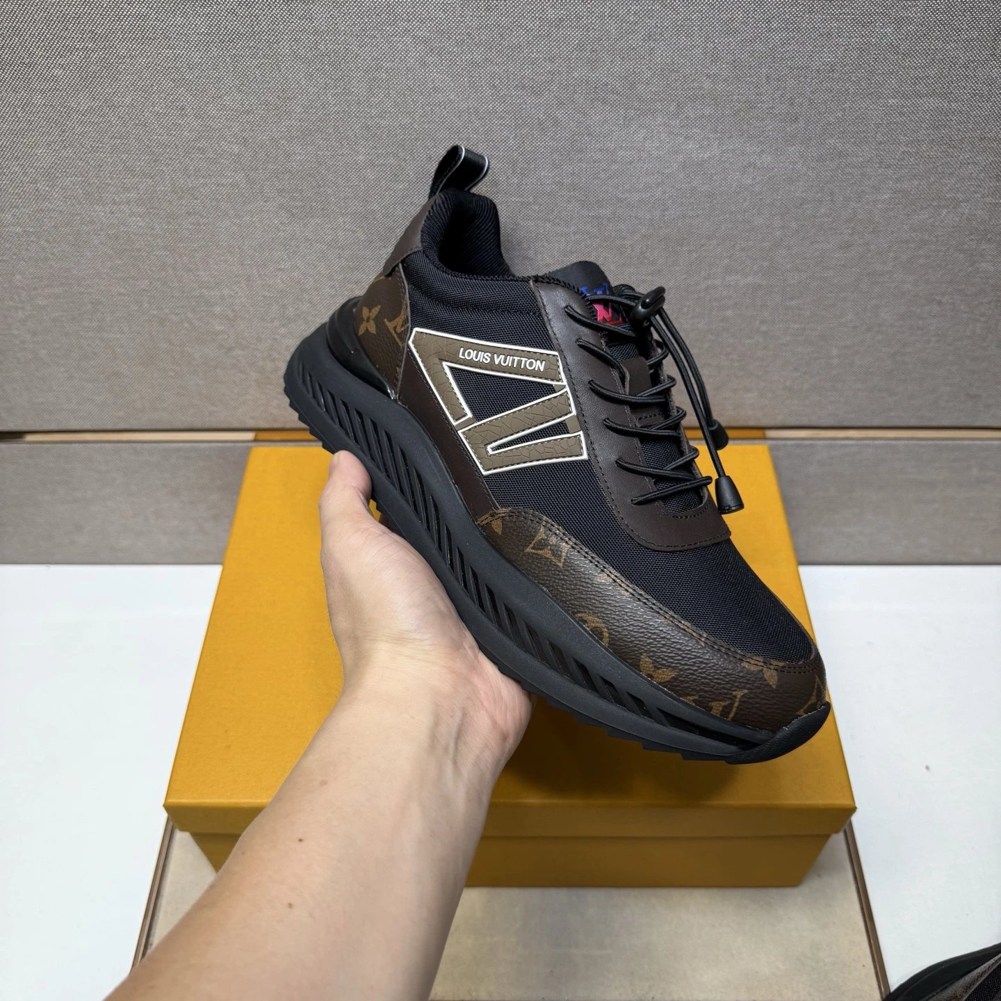 Louis Vuitton Run Away Sneaker Black Monogram White LV Stripe