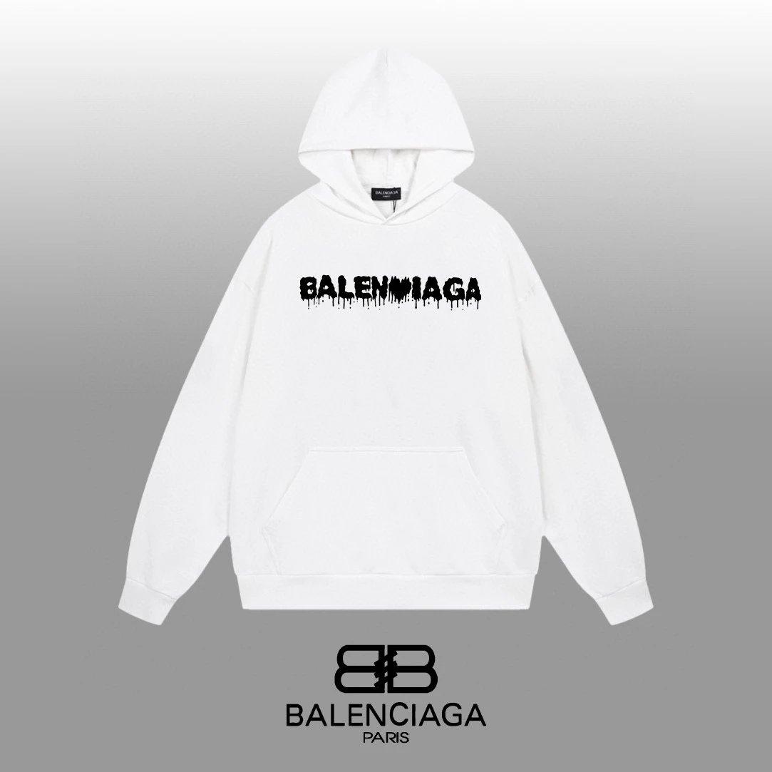 Balenciaga BB Logo Graphic Hoodie White - 10