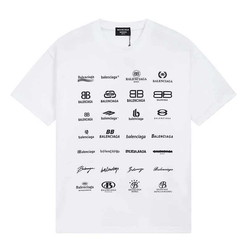 Balenciaga Multi Logo Collage Tee White