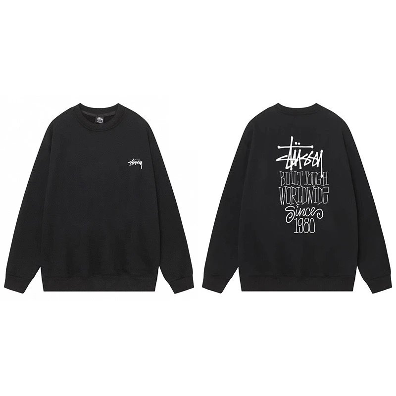 Stussy Built Tough Worldwide Since 1980 Crewneck Black