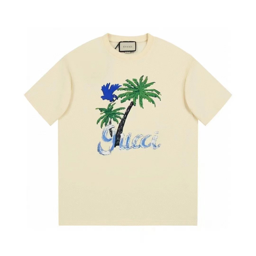 Gucci Palm Tree Parrot Tee Cream