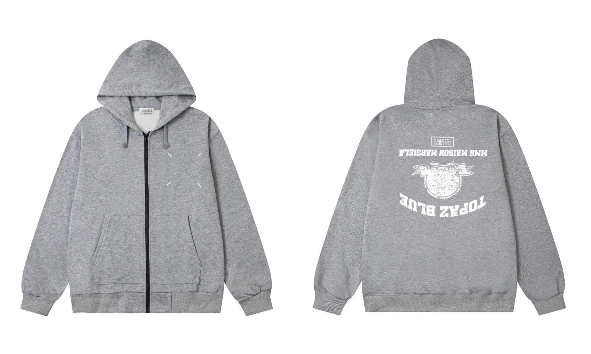 Maison Margiela Tabi Stitch Zip-Up Hoodie Gray - 8
