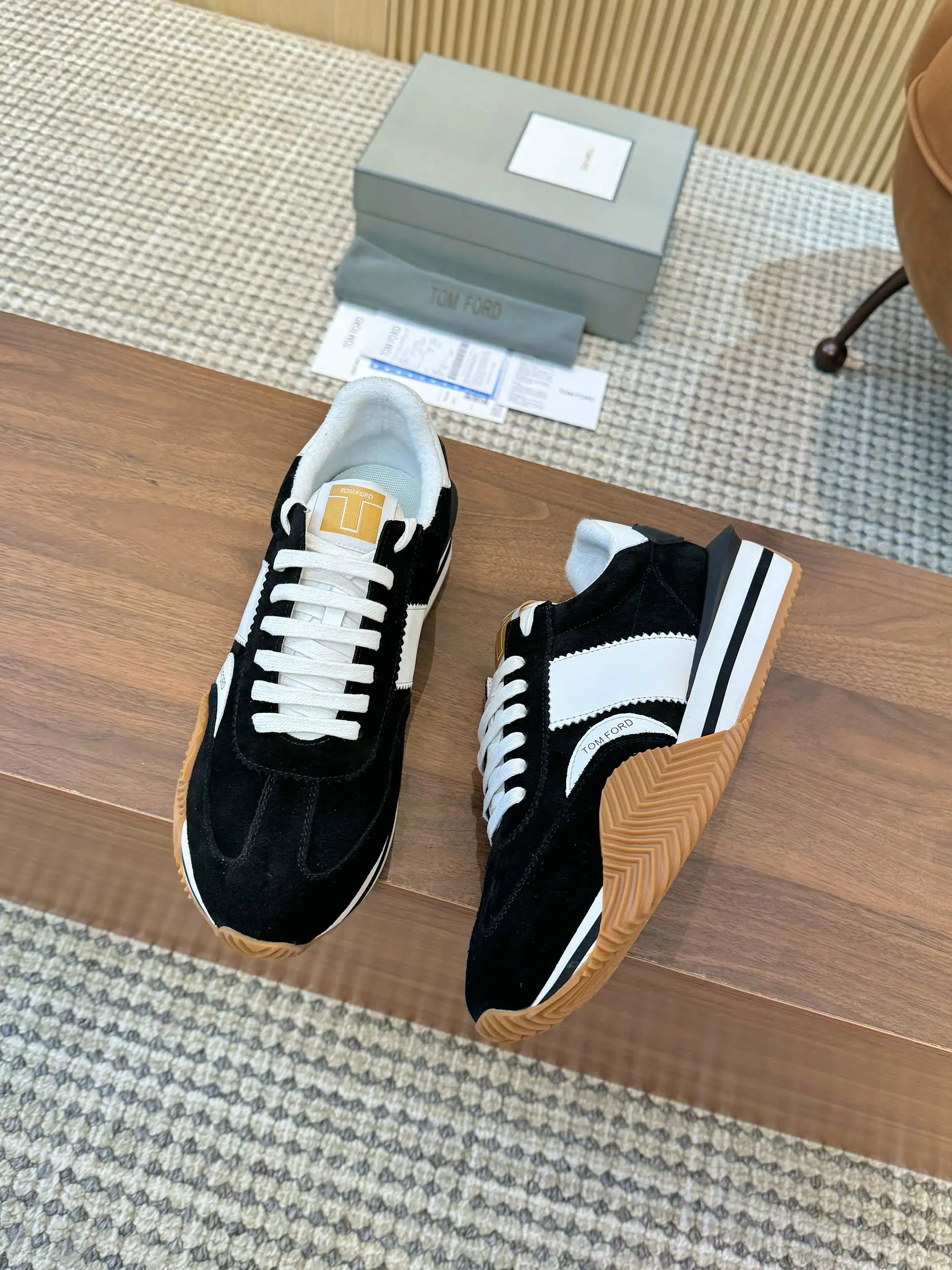 Tom Ford Jago Suede Runner Black White