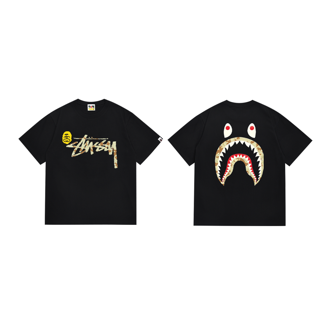 Stussy x BAPE Shark Camo T-Shi