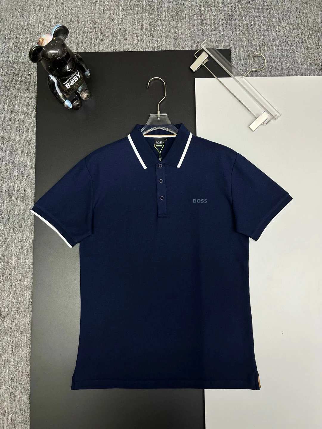 Hugo Boss Polo Shirt Navy White Tipped
