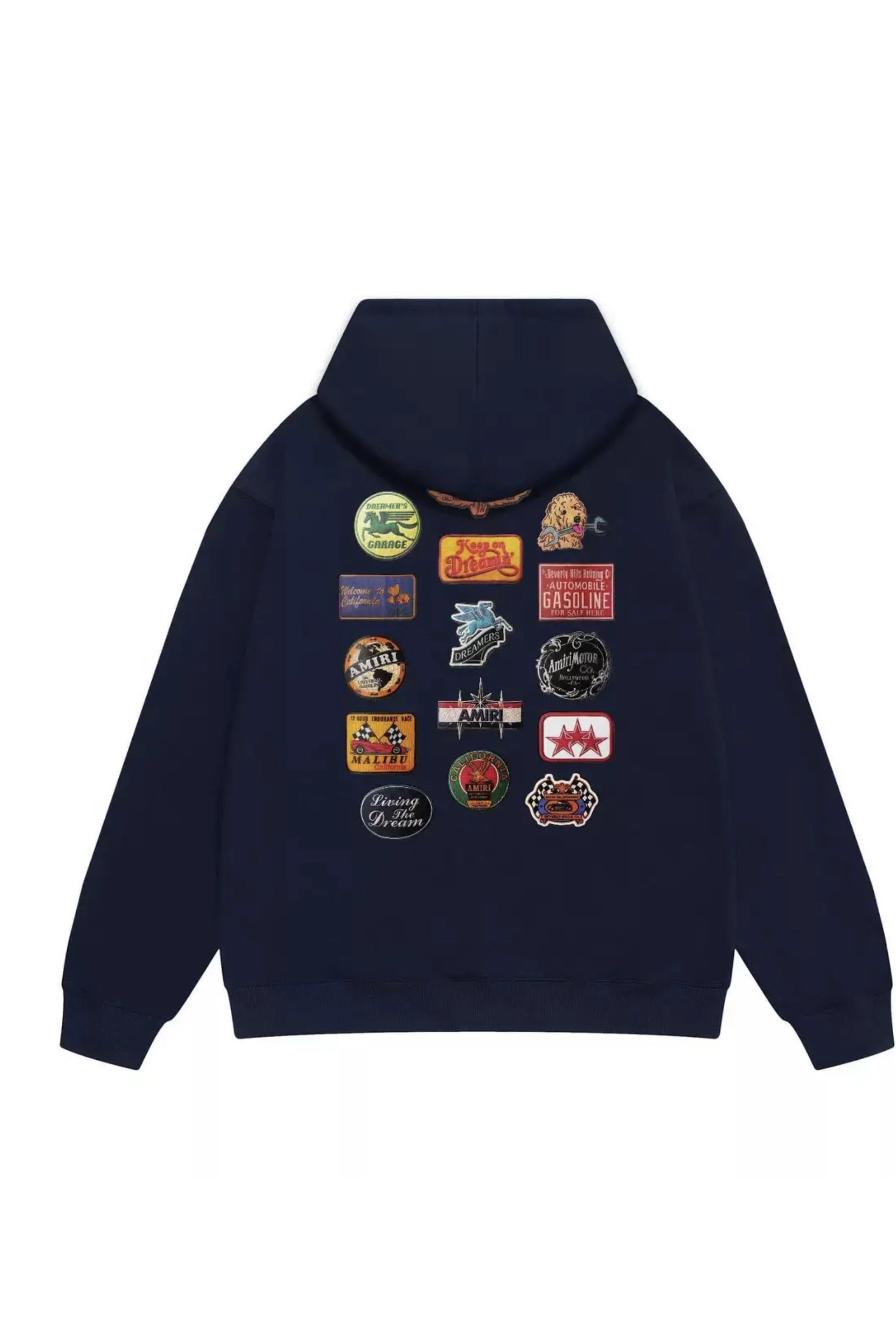 Amiri Patchwork Hoodie Navy - 11