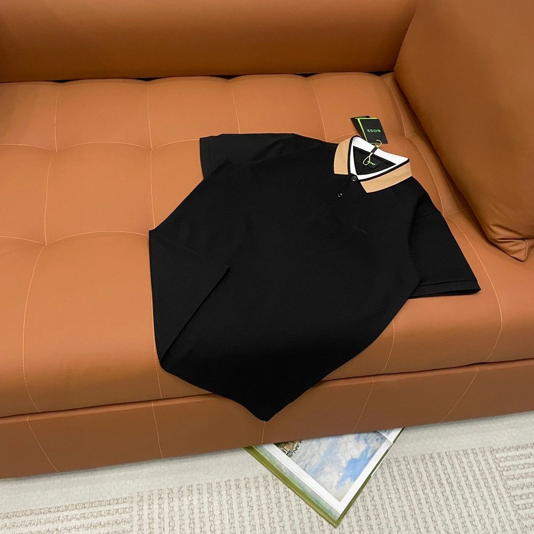Hugo Boss Paddy Pro Polo Black Camel White Collar
