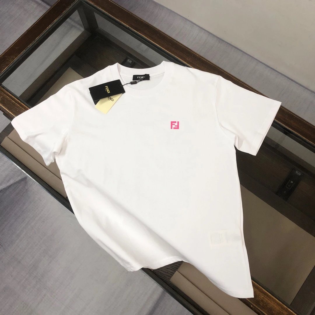 Fendi FF Logo Tee White Pink