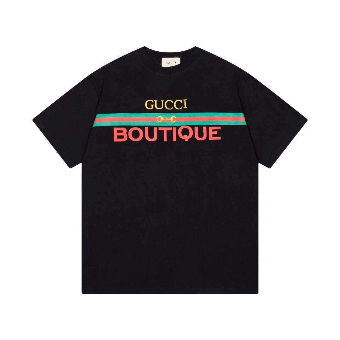 Gucci Boutique Web Stripe Logo Tee Black