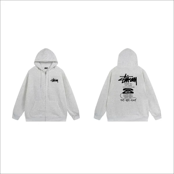 Stussy Graphic Zip-Up Hoodie White - 4