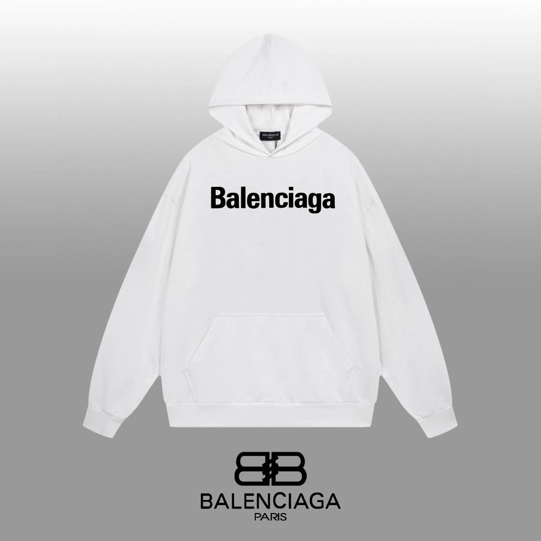 Balenciaga BB Logo Graphic Hoodie White - 7