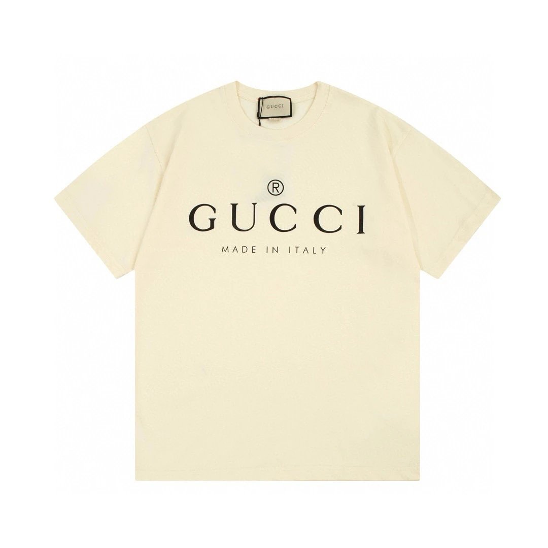 Gucci Made In Italy Logo Tee Cream
