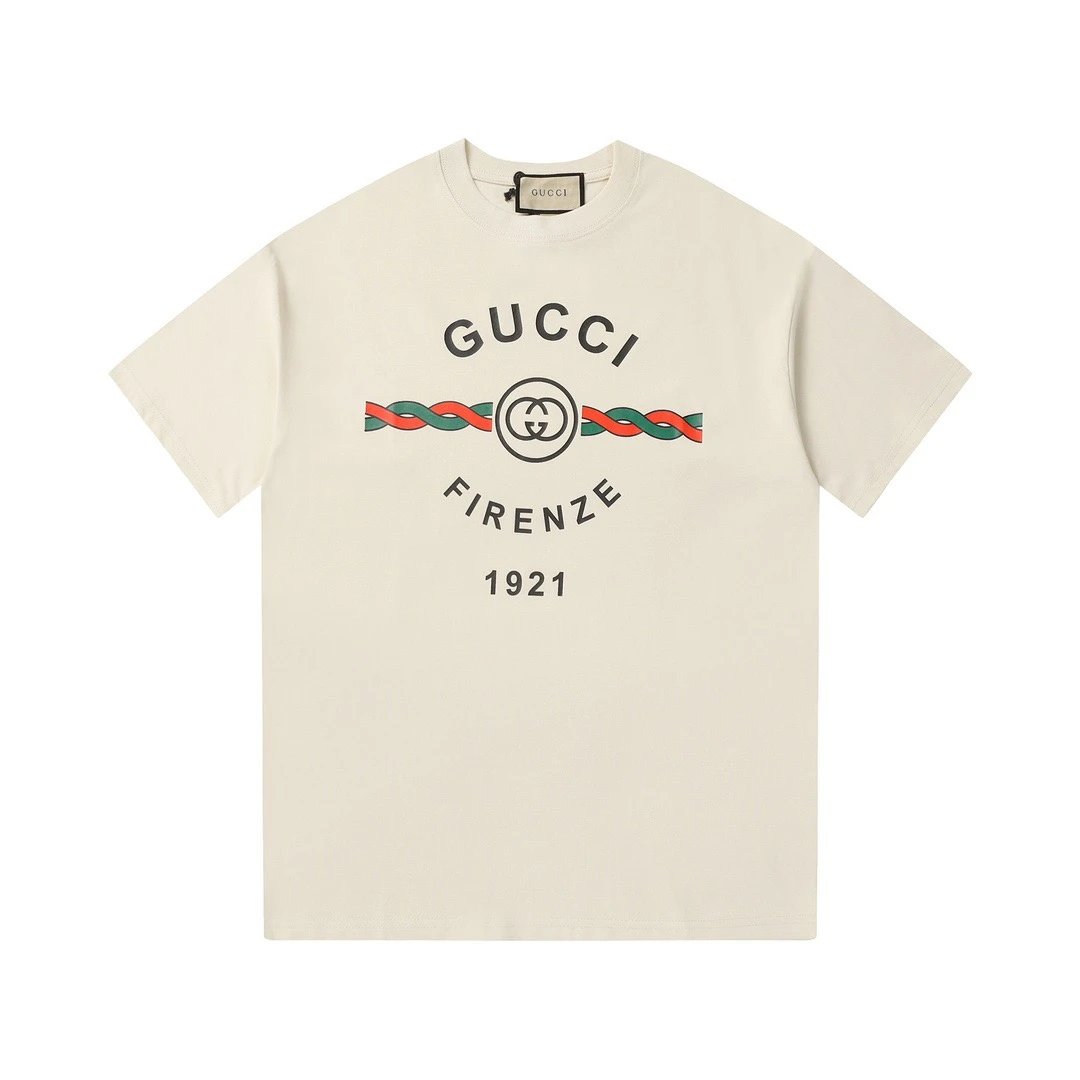 Gucci Firenze 1921 Twisted Web Logo Tee Cream