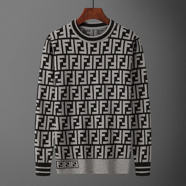 Fendi Knitwear Crew-Neck FF Monogram Knit Sweater product detail image 3