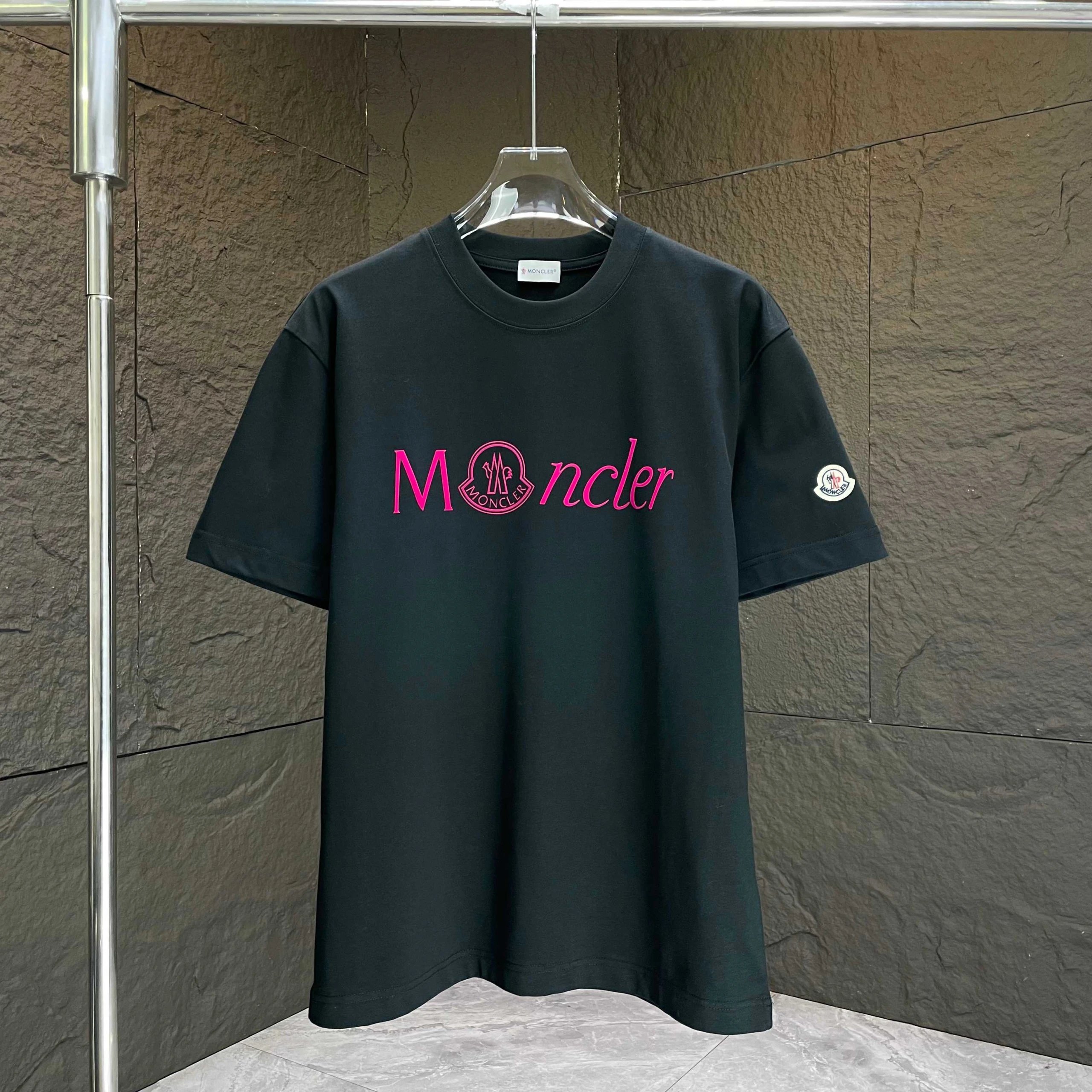 Moncler Logo Tee Black Pink