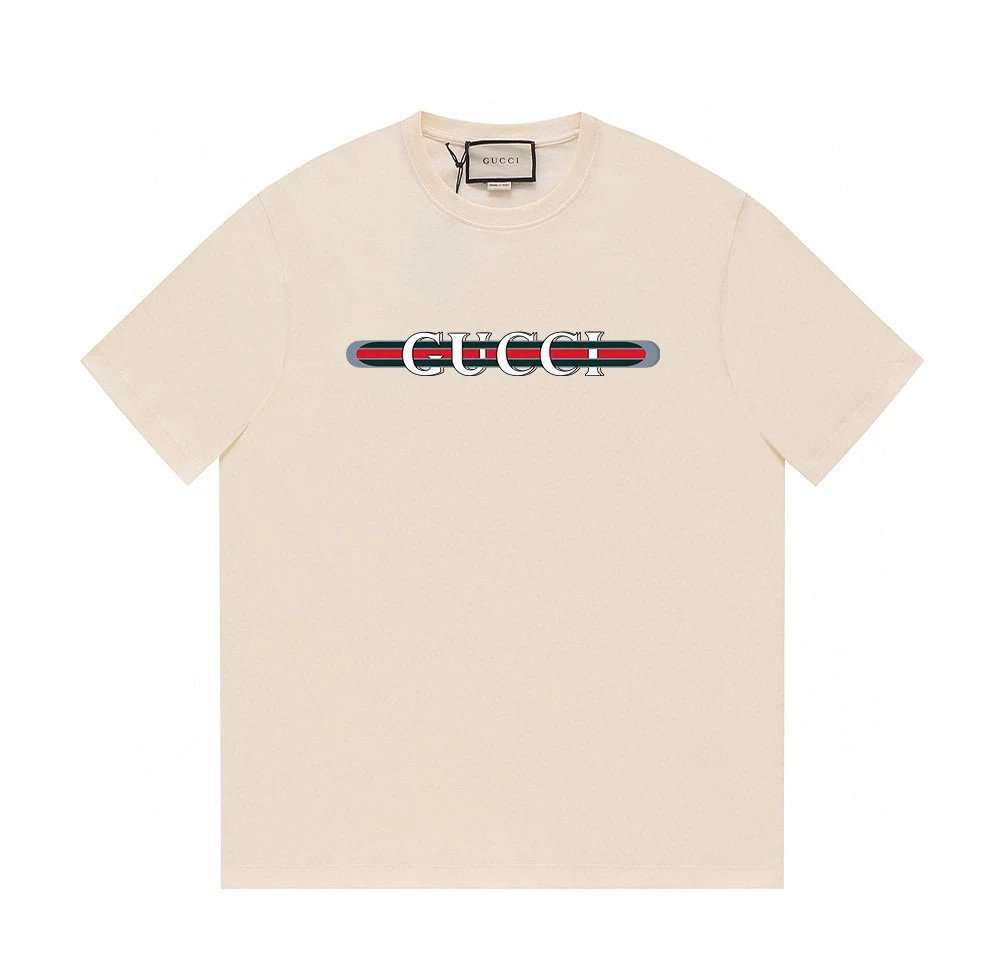 Gucci Web Stripe Logo T-Shirt Beige - 7