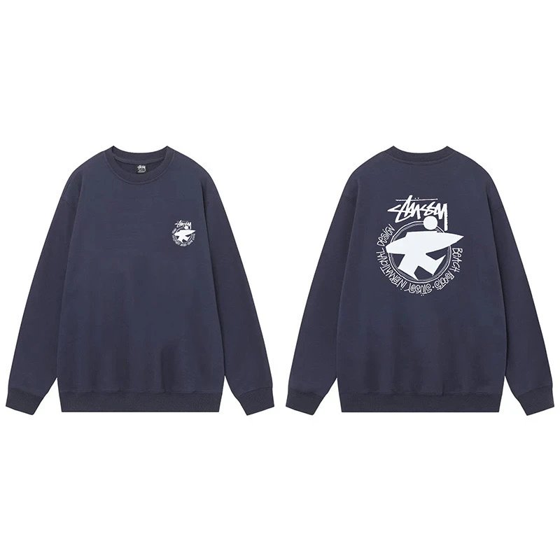 Stüssy Basic Logo Crewneck Sweatshirt Navy