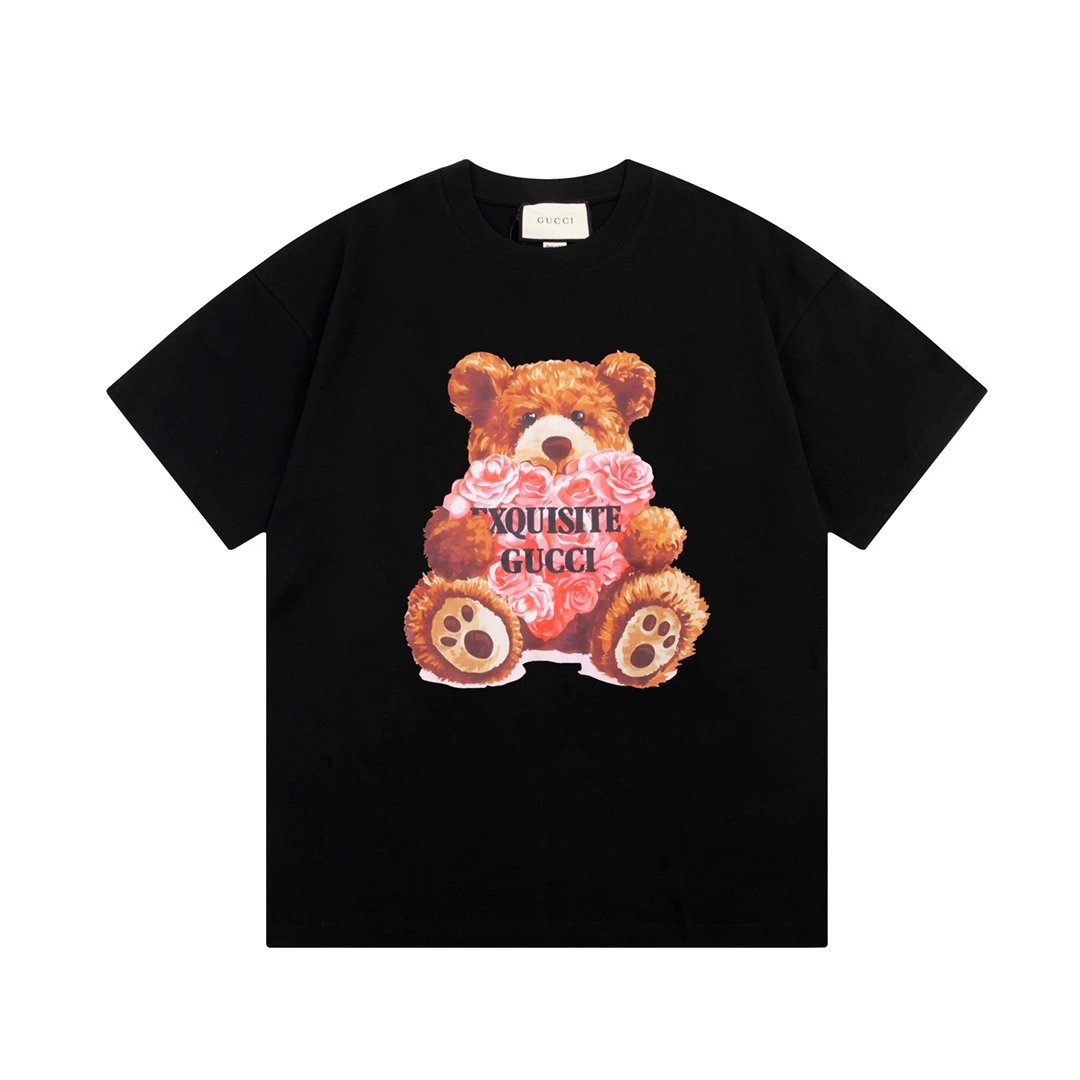 Gucci Exquisite Rose Teddy Bear Tee Black